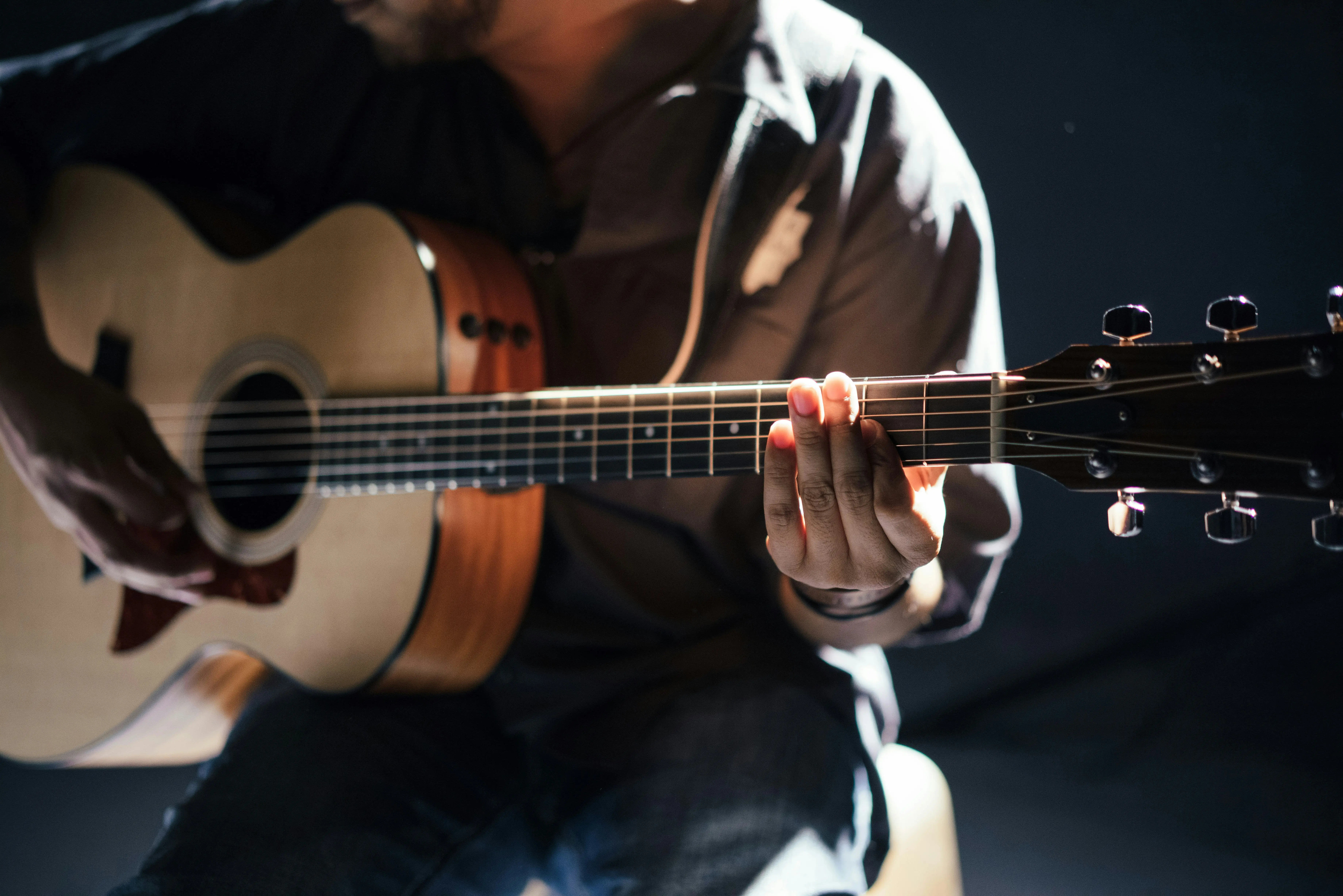 Close-up of guitar headstock and tuning pegs